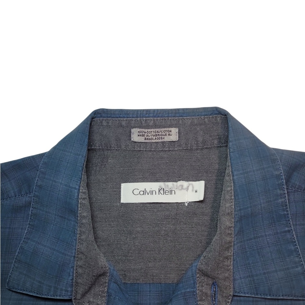 Calvin Klein Men's Slim Fit Long Sleeve Button Down Dress Shirts Navy Blue Sz M - Picture 6 of 9